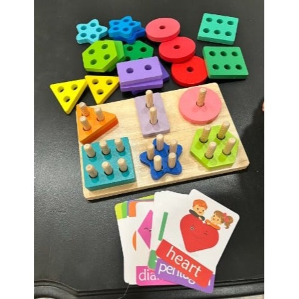 New Wooden Sorting & Stacking Toys, Montessori Toys for 1 2 3 Years Old